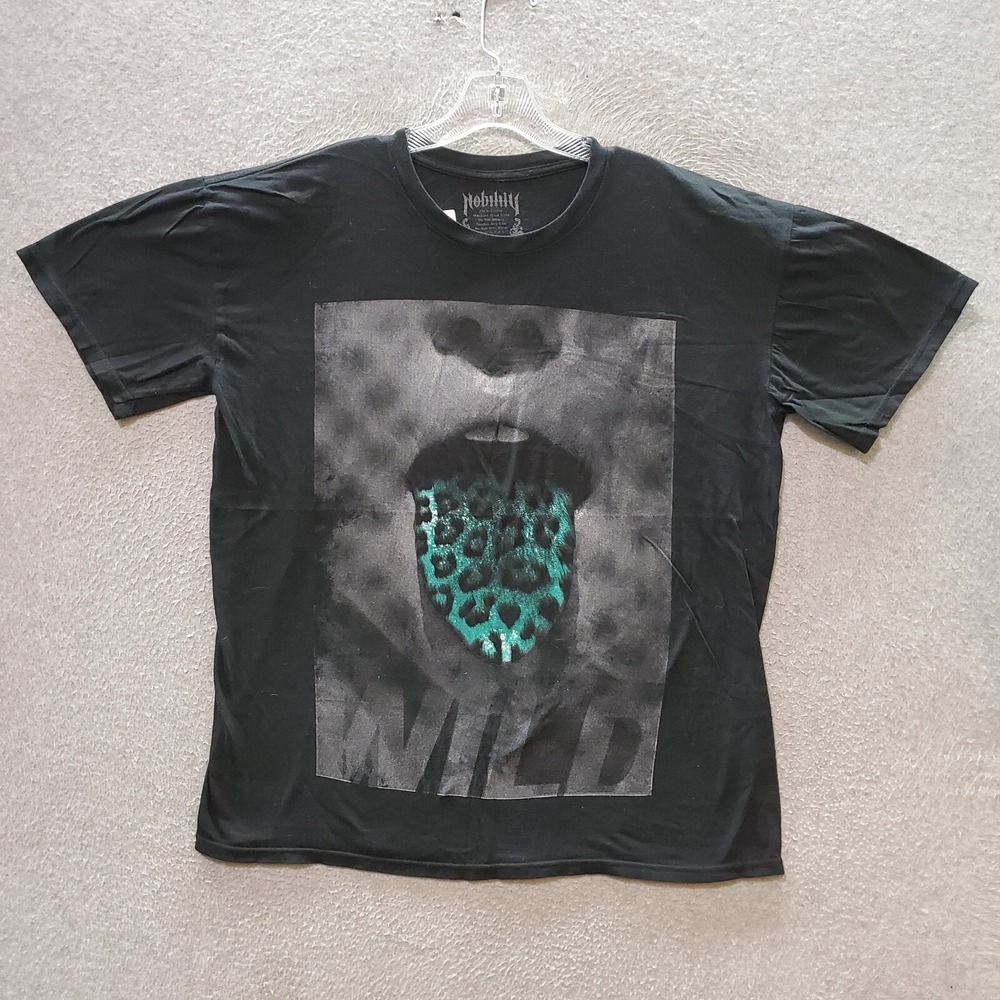 Nobility Men T-Shirt XL Black Wild Leopard Tongue Graphic Short Sleeve Tee